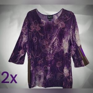 Embellished Maggie Barnes Purple Colors Sparkly Stretchy Top